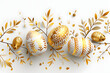 Easter greeting background with golden Easter eggs.
