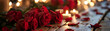 Amidst the cozy indoor glow of christmas candles, a vibrant bouquet of red roses adds a touch of warmth and elegance to the festive ambiance