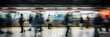 © sam - Blurred people walking in the busy subway station, motion blur time-lapse commuters