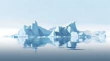 Abstract Minimalistic Ice Berg Swimming On The Water - Concept Of Climate Change And Melting Poles