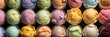 Colorful Variety of Ice Cream Scoops Banner Background
