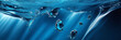 Welle auf bewegter Wasseroberfläche, Nahaufnahme in der Mitte des Bildschirms. Unter der Wasseroberfläche mitten im Meer