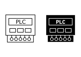 PLC outline icon collection or set. PLC Thin vector line art