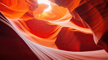 Beautiful Landscape View Of Artistic Lower Antelope Canyon Arizona With Orange Golden Sunlight Created With Generative AI Technology