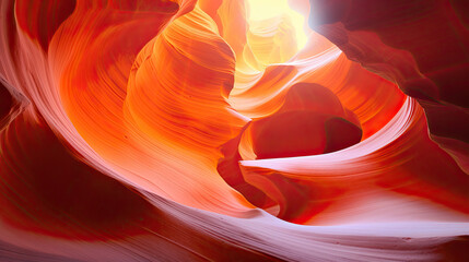 Wall Mural - beautiful landscape view of artistic lower Antelope Canyon Arizona with golden sunlight created with Generative AI Technology