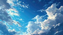 Blue Sky With Clouds, Manga, Anime, Comic Style Generative Ai