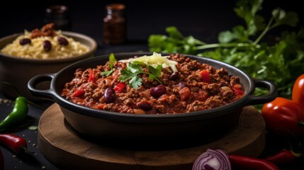 Wall Mural - Chili con carne, food photography, 16:9