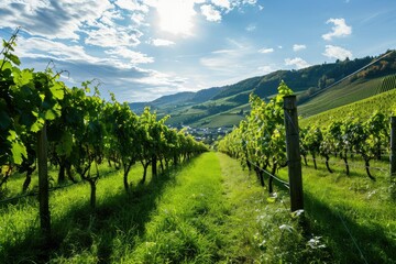 Poster - Lush green vineyard at the peak of harvest season