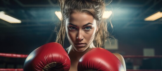 Canvas Print - Female boxer in the ring.