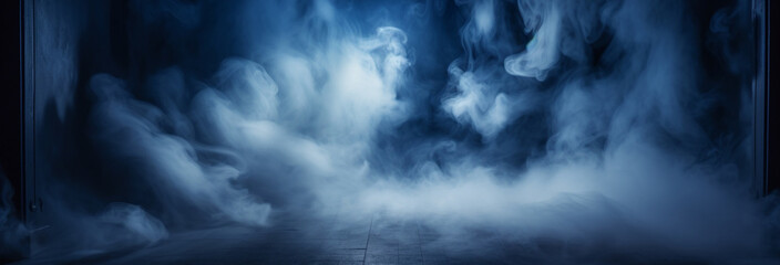 Wall Mural - dark empty room with smoke.