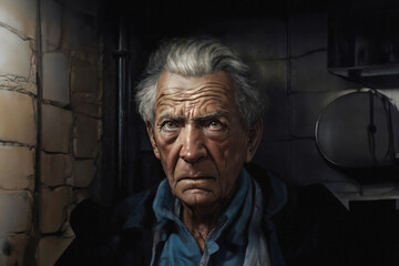 portrait of old man with gray hair