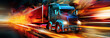 truck on a highway with motion blur
