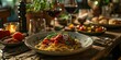 La Tavernaccia da Bruno, A Visual Culinary Expedition through Authentic Flavors, Where Tradition Meets Timeless Delight - Cozy Italian Trattoria Ambiance - Warm Tones & Close-up Dish Composition