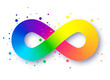 Autistic Pride Day. Colorful rainbow infinity. Rainbow Infinity symbol. Infinity sign color spectrum. Rainbow gradient in the shape of the infinity sign. Neurodiversity Symbol