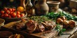 Lamb & Mutton Medley, A Visual Journey Through Southeastern European Culinary Traditions, Capturing Richness - Traditional Balkan Kitchen Setting - Warm, Soft Lighting & Artistic Meat Composition