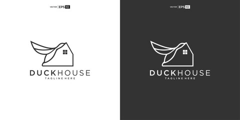 duck with House for Home Real Estate Residential Mortgage Apartment Building Logo Design