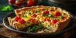 Quiche Culinary Charm, A Visual Feast of Flaky Crust and Creamy Filling, Timeless Delight in Every Baked Slice - French Bakery Atmosphere - Soft Pastel Colors & Close-up Quiche Details