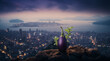 City landscape with eggplant