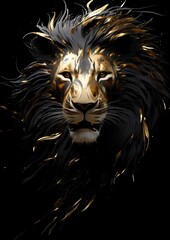 Sticker - Majestic Abstract Lion in Golden Splendor. Generative ai