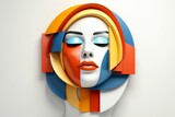 Fototapeta Panele - 3d abstract human head,face, Psychic waves concept