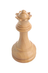 Sticker - One wooden chess queen isolated on white