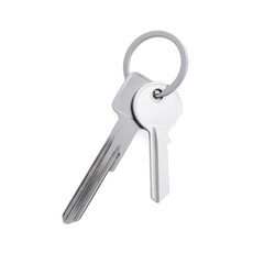 Wall Mural - Two keys with ring isolated on white, top view