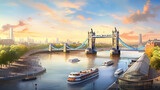 Fototapeta Fototapeta Londyn - Low angle shot of the famous historic tower bridge in london during evening time
