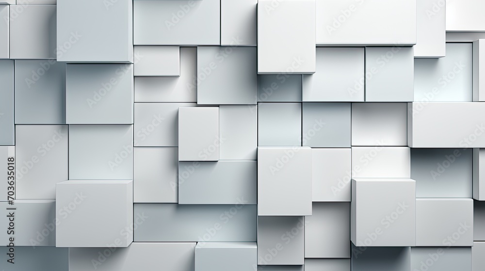 3d arrange light gray squares with soft shadows on a white background ...