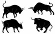 © munja02 - Bull silhouette set, bull vector illustration, bull icon bundle, on white background