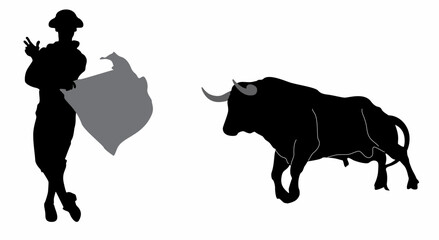 Wall Mural - bullfighting torero silhouette vector, on white background