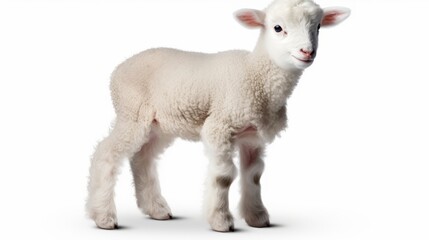 Cute white lamb isolated on a white background as transparent PNG, animal isolated on white background,. Created using Generative AI Technology