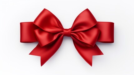 Wall Mural - A red Christmas ribbon on a white background PNG isolated on white background,. Created using Generative AI Technology