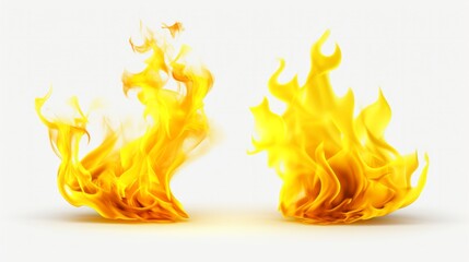 Sticker - Light and dark yellow flame isolated on white isolated on white background,. Created using Generative AI Technology