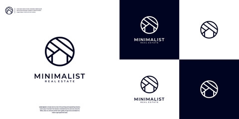 Wall Mural - minimalist and elegant house logo for real estate, construction, architecture logo template