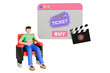 © novia99design - 3d illustration of online cinema ticket order. Movie tickets online sale. online cinema ticket booking 3d illustration