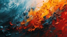 Abstract Oil Paint Texture Background. Red, Blue, Yellow And Black Colors