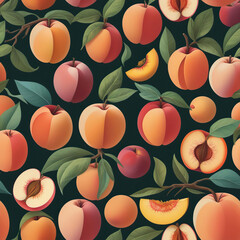 Wall Mural - Colorful Fruit and Citrus - A vibrant and artistic illustration of juicy peaches, nectarines, and citrus fruits in a cut-out paper collage Gen AI