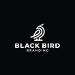 Black Bird Logo Design Branding Vector
