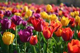 Fototapeta Tulipany - A Vibrant Tulip Field in Full Bloom