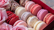 Macaroons in a box, a close up of treats for valentine's day