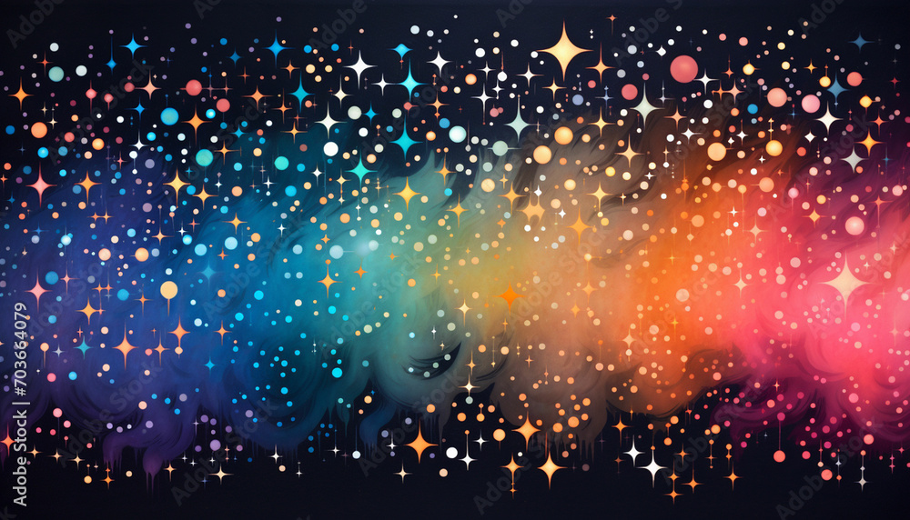 a cluster of stars in various sizes and colors to represent a vibrant ...