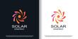 Solar energy logo design with creative concept premium vector