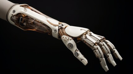 Aufkleber - Generative AI A high-tech visualization of a bionic limb, featuring cutting-edge materials and innovative mechanisms for improved dexterity and movement.