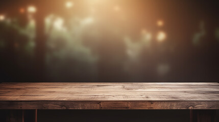 empty wooden table top with view of room or wooden desk