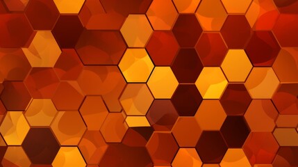 Fototapete - Generative AI Abstract art inspired by honeycomb patterns, using warm and rich color tones