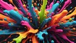 Organic vivid color liquid lines splash as an abstract plane wallpaper. Generative AI