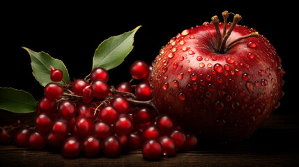 Wall Mural - red apples on a black background