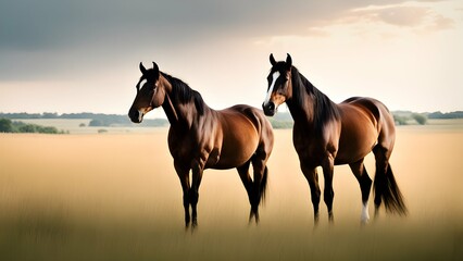 Wall Mural - the minimalist grace of a single, elegant horse in a pasture.
