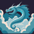 A dragon that looks like a blue bag is flying through the air with its body twisted.