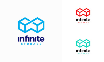 Wall Mural - infinity box storage technology logo, infinity cloud storage logo template